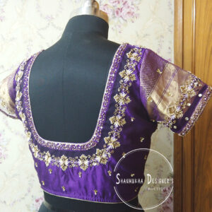 AMAZING NET BLOUSE DESIGN WITH MAGGAM WORK